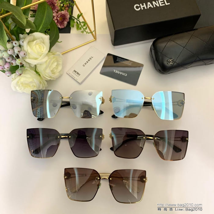 CHANEL香奈兒 新款 方形金屬麻花珍珠 女款 太陽鏡  lly1481